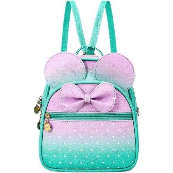 Bowknot Polka Dot Mini Backpack And Convertible Shoulder Bag Purse for Women - Picture 1 of 7